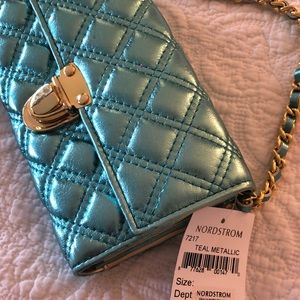 Teal Metallic Nila Anthony Clutch NWT